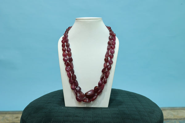 Ruby Tumbles AAA+ Grade Gemstone G.F. beads 8-12mm 866.5 Ct. 20-24 inches length Strand