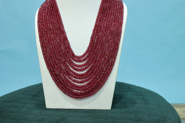 Natural Ruby 8-9.5mm Faceted Rondelle AAA Grade Beads Necklace