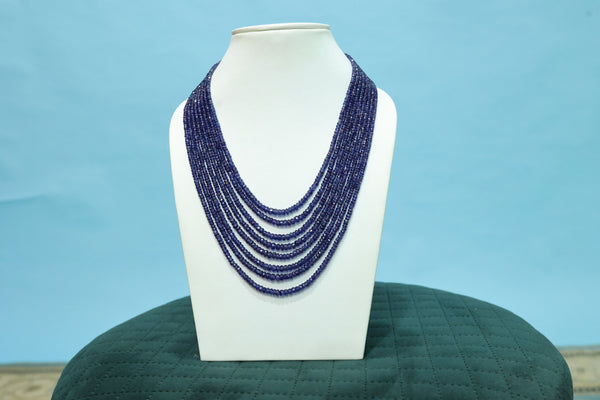 Natural Blue Sapphire 3-4mm Faceted Rondelle AAA Grade Beads Necklace