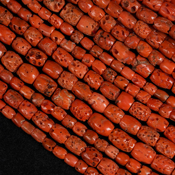 Natural AAA Grade Italian Drum / Cylinder Shape Coral Beads  Strand