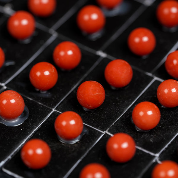 Natural Italian Full-round Red Coral Half-drilled