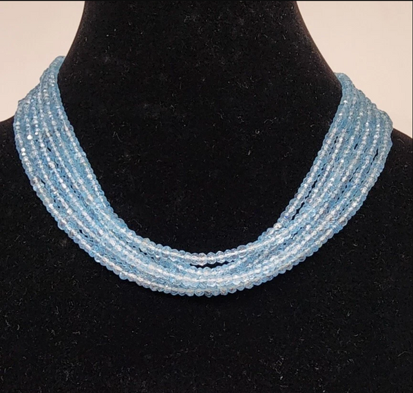 Natural Aquamarine 3-3.5mm Approx. Micro Faceted Round Gemstone Beads Strand