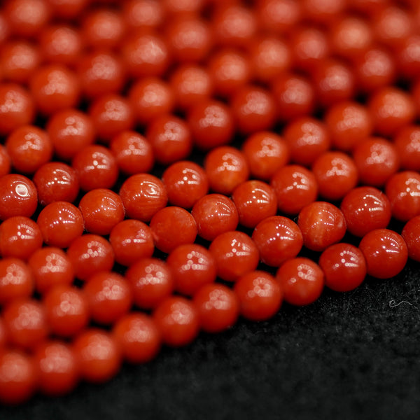 Natural Aaa Grade Round Orange Coral Beads Strand