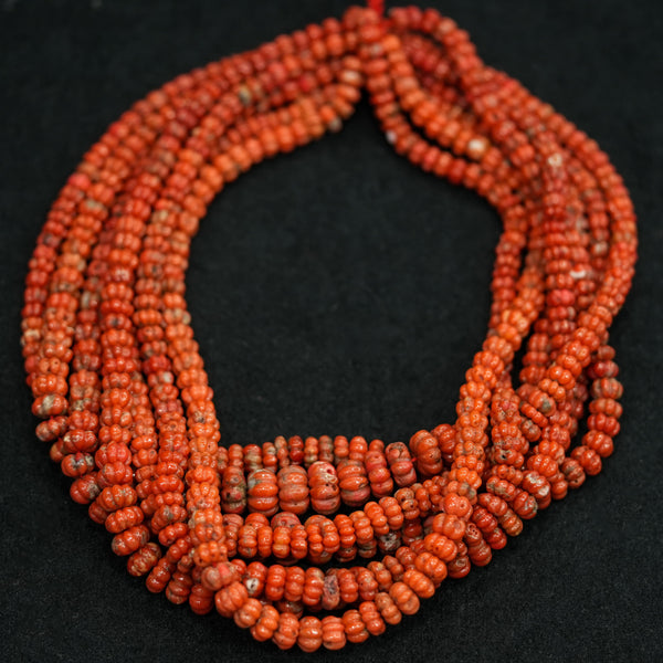 Natural Aaa Grade Melon / Kharbooja / Carved Coral  Beads Strand