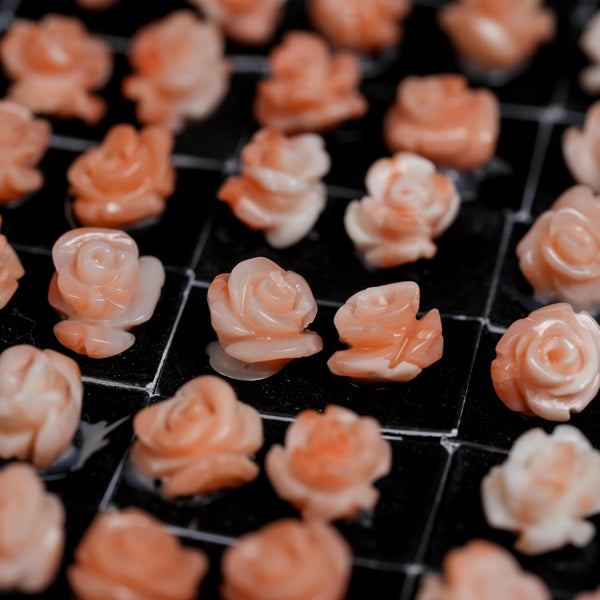 Japanese Coral Flower Pink Rose Cut Hand-carved Smooth Flower