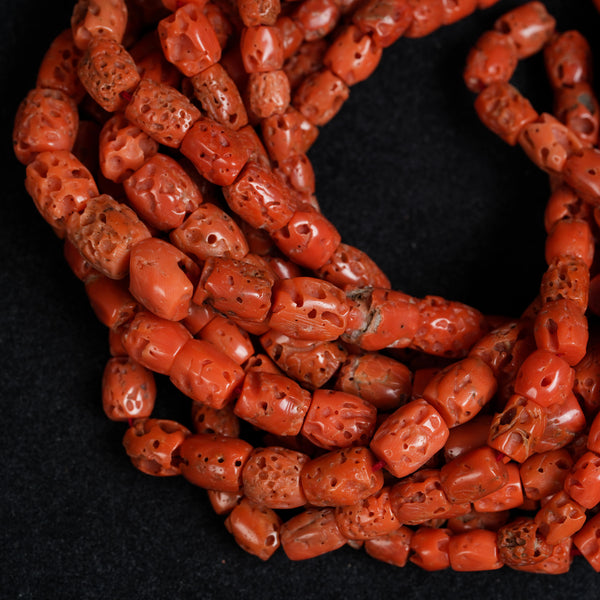 Natural AAA Grade Italian Drum / Cylinder Shape Coral Beads  Strand