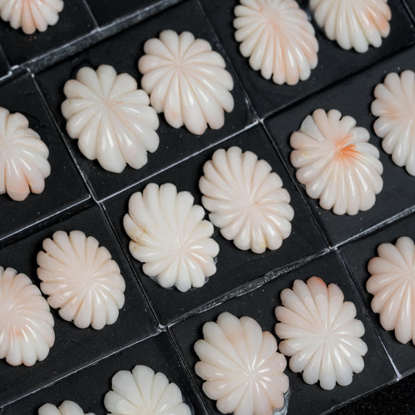 Japanese Melon-cut Baby-peach  Coral Oval-shaped 2 Pc.