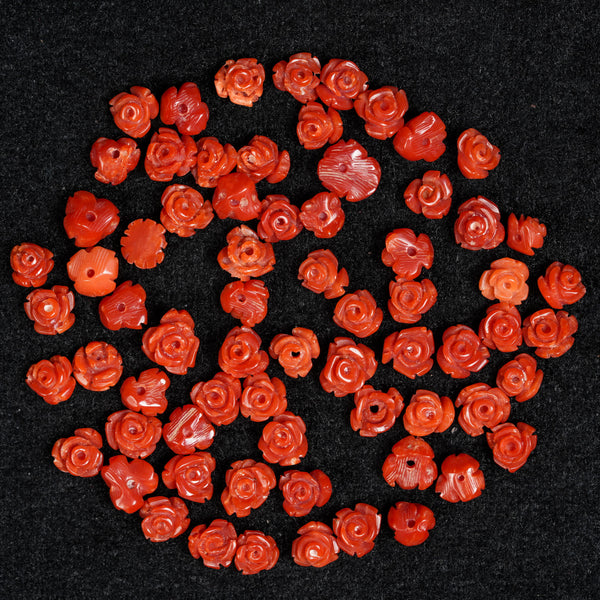 Japanese Coral Loose Flowers Momo Color Rose Cut Hand-carved Smooth Flower
