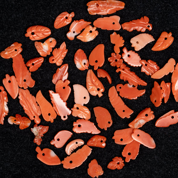 Japanese Coral Leaf Red Orange Leaf- Cut Hand-carved Smooth Corals