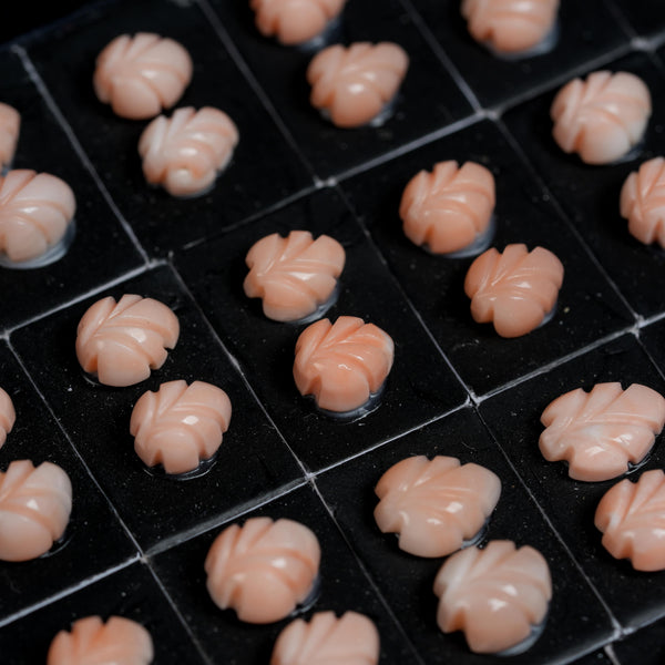 Japanese Coral Paan - Cut Hand-carving Smooth Coral Pair 2 Pc.