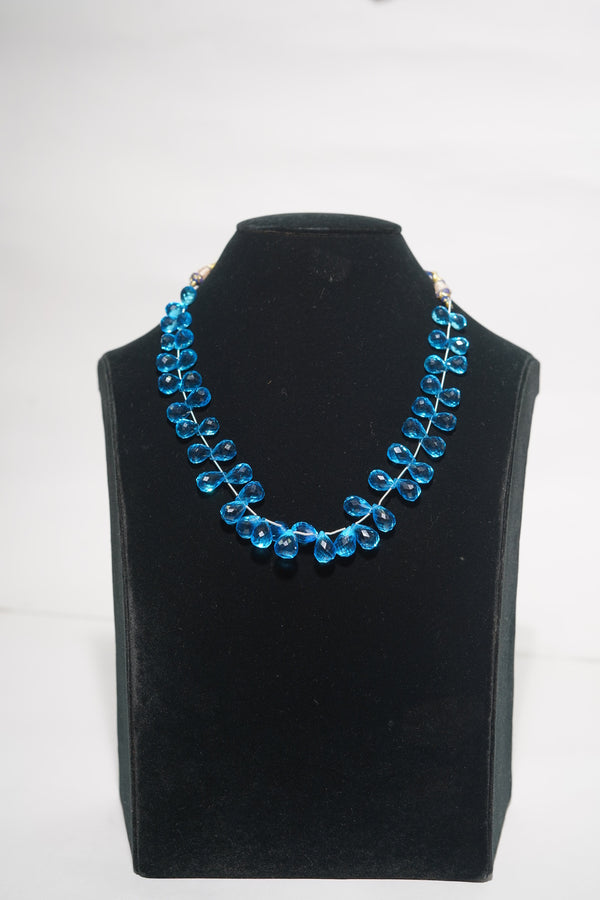 Aqua Blue Quartz Faceted Teardrop Gemstone Beads Strand