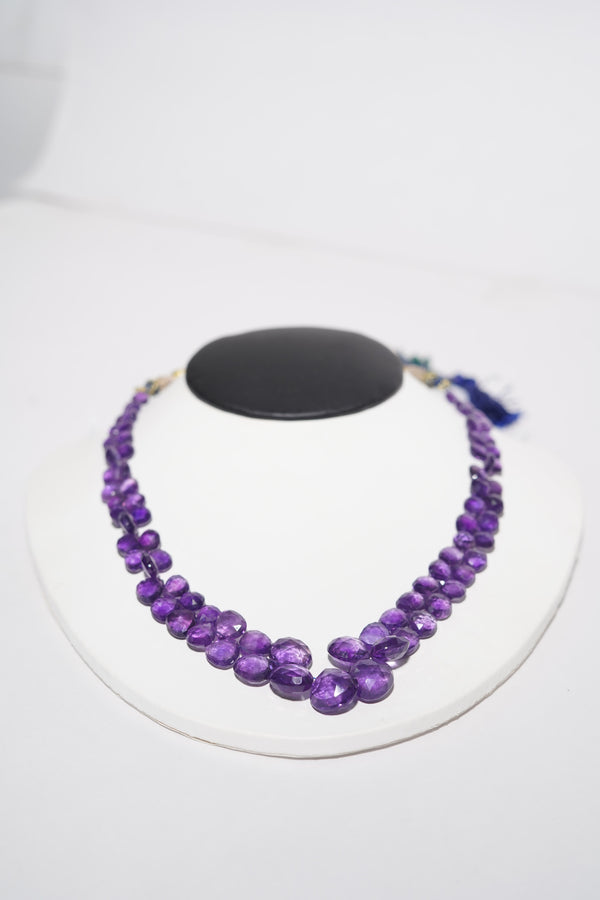 Natural Brazilian Amethyst Briolette Heart Shape Gemstone Beads Strand