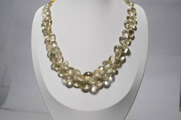 Natural Clear Yellow Quartz Faceted Pear Shaped Aaa Grade Gemstone Beads Strand