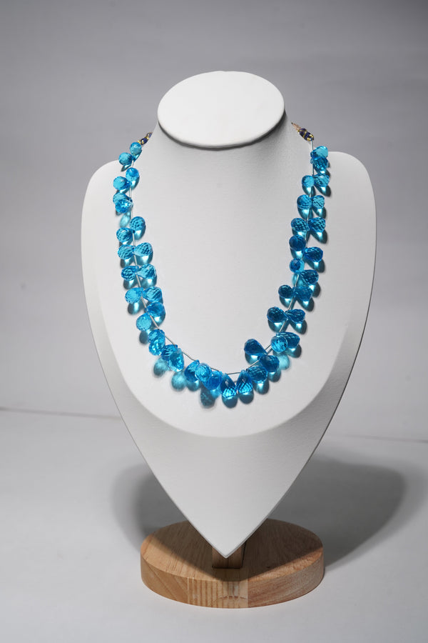 Teal Blue Quartz Faceted Briolette Gemstone Beads Strand