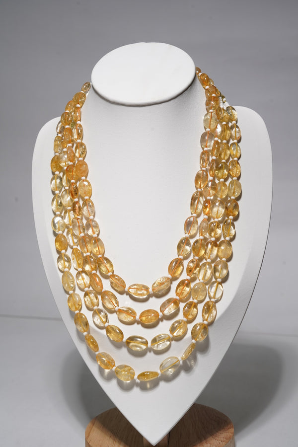 Natural Citrine Smooth Nugget and Pearls AAA Grade Gemstone Beads Strand