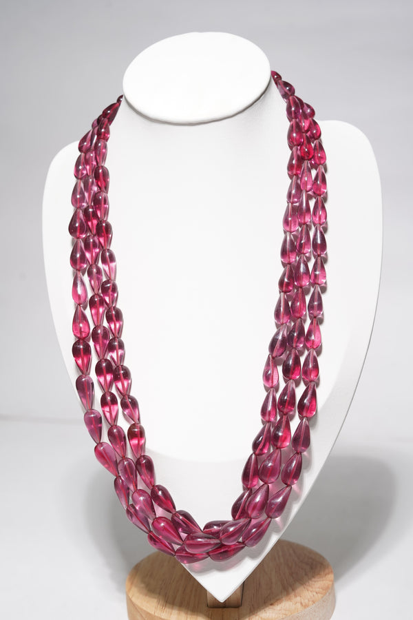 AAA Ruby Glass Drops Gemstone Beads Strand