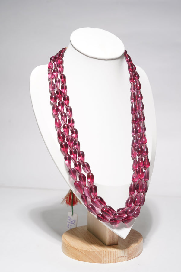 AAA Ruby Glass Drops Gemstone Beads Strand
