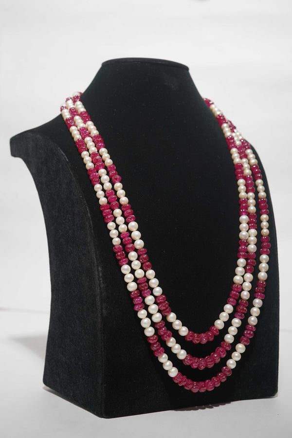 Natural Carved Melon Ruby and Pearls 6-8 MM Gemstone Pumpkin Beads Strand