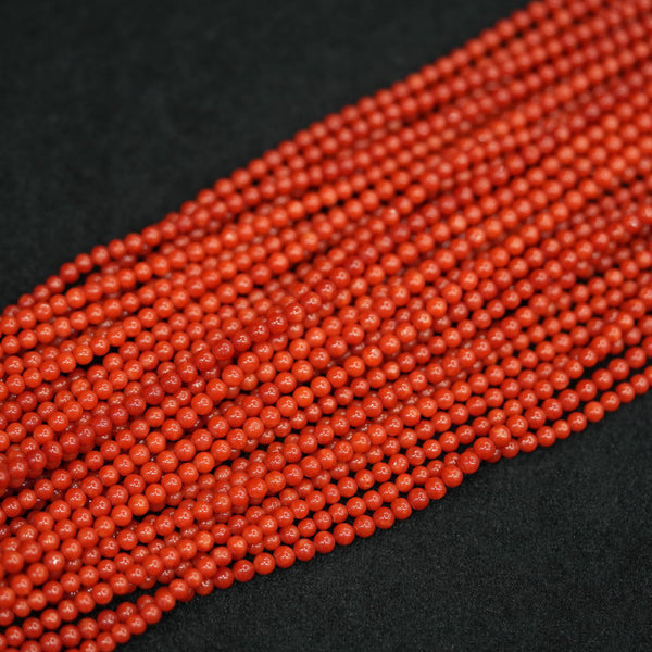 Natural Aaa Grade Round Red Coral Beads Strand