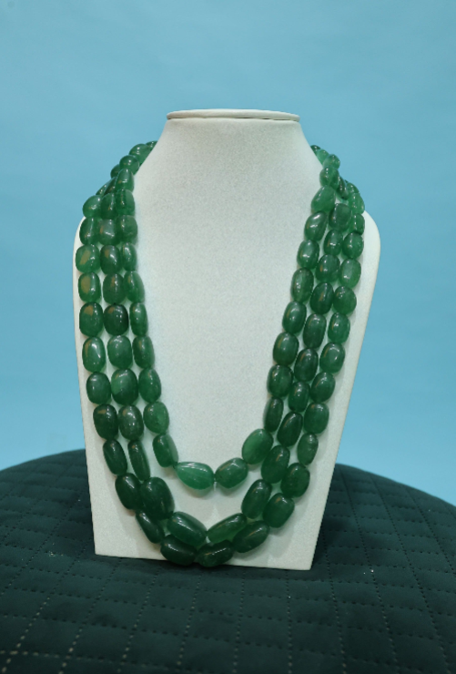 Natural Green Emerald Barrels/tumbles 17-18 Mm/22-24 Inch 500cts. Rare Gemstone Beads Strand