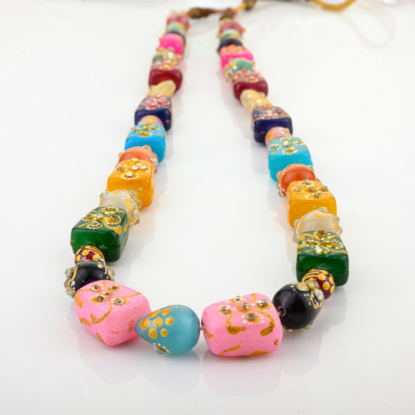 Kundan Multi-color Gemstone Tumble Beads Strand