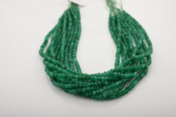 Natural Green Onyx 4-4.5mm Micro Faceted Rondelle AAA Grade Gemstone Beads Strand