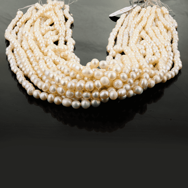 Round Natural Pearl Beads 16" Strand of Cream/Ivory Pearls