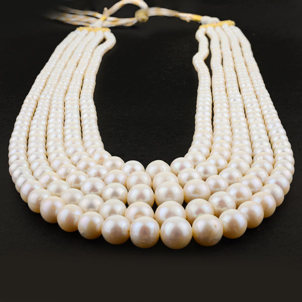 Round Freshwater Pearl Beads 16" Strand of Cream / Ivory Pearls - Classic White