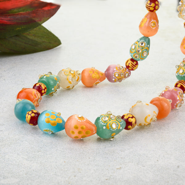 Kundan Multi-color Gemstone Tumble Beads Strand