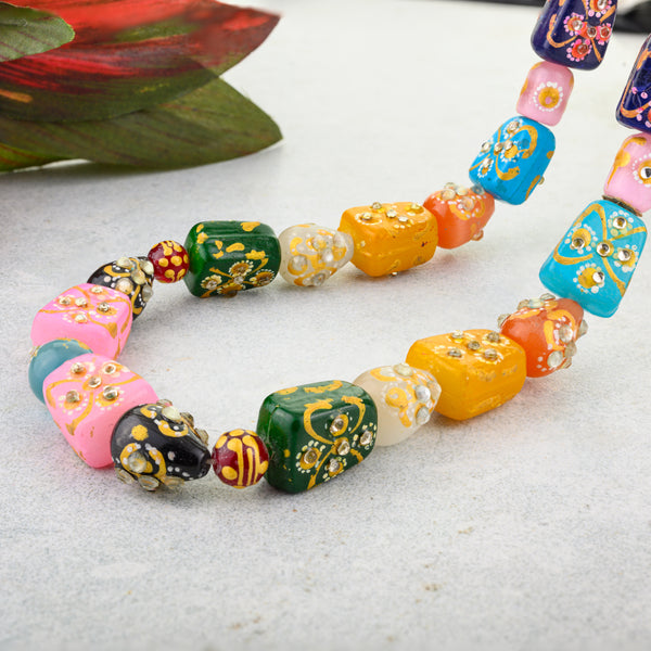 Kundan Multi-color Gemstone Tumble Beads Strand