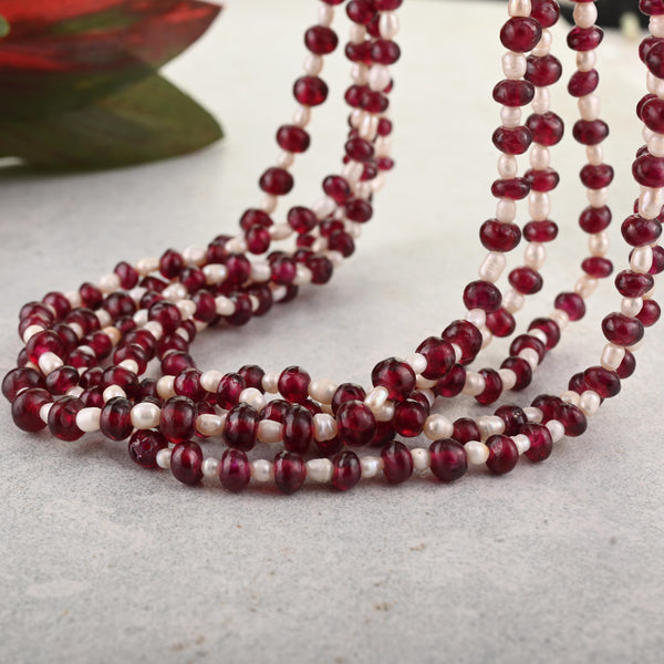 Very Smooth AAA Moti/Pearl Garnet Gemstone Beads Strand