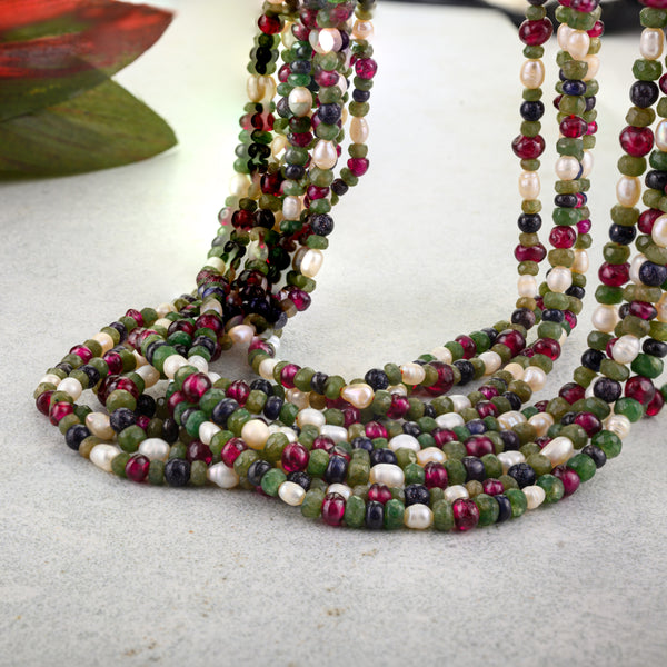 Natural Multi Color Tourmaline 3-4mm Faceted Rondelle Gemstone Beads Strand