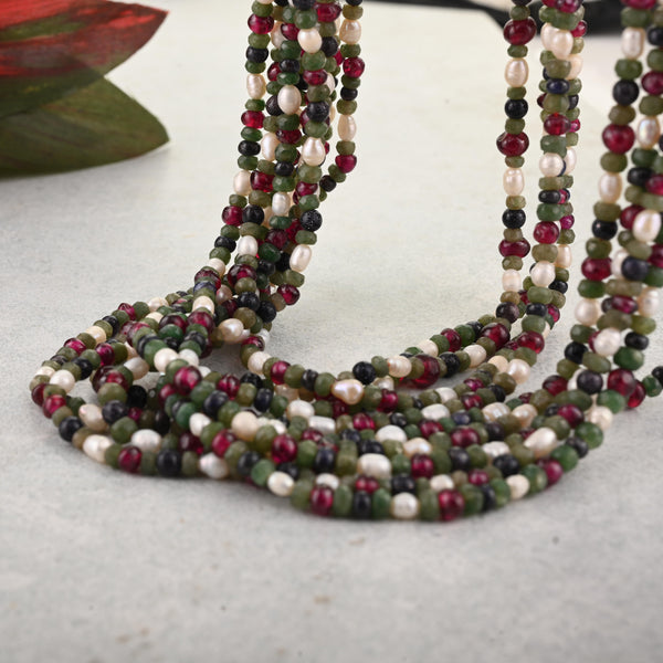 Pearl and Sapphire Gemstone Beads Strand