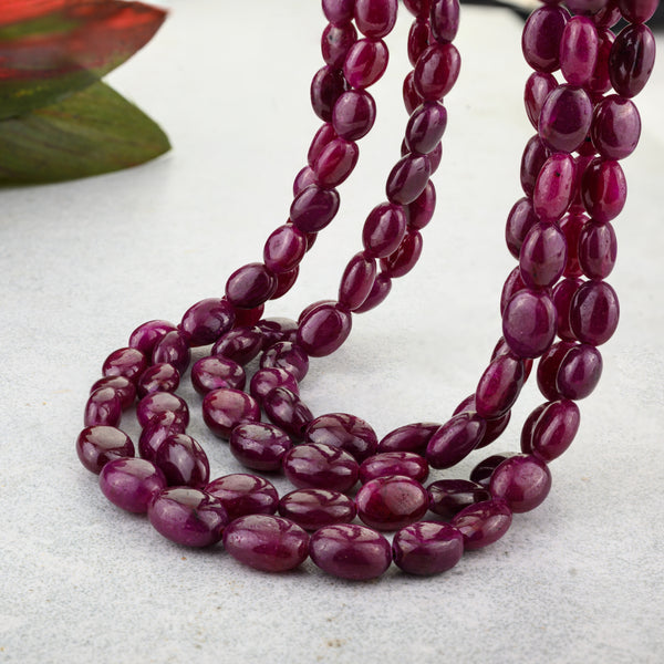 Natural AAA Grade Smooth Oval Ruby Gemstone Beads