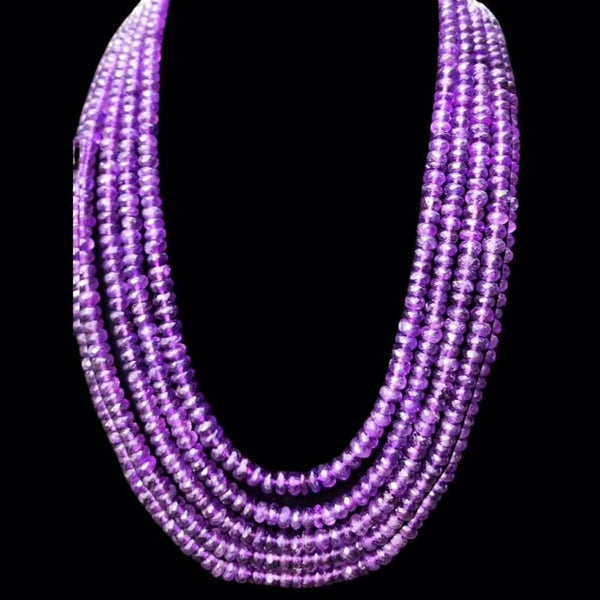 Natural Brazilian Amethyst 7-8mm Micro Faceted 16- 20 Inches Rondelle Gemstone Beads Strand