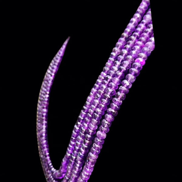 AAA+ Natural Brazilian Amethyst 7-8mm Micro Faceted 16- 20 Inches Rondelle Gemstone Beads Strand