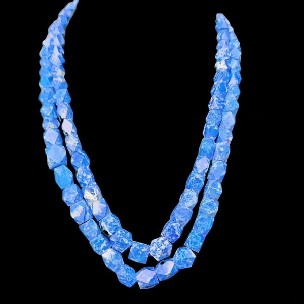 Natural Lapis Lazuli 8-13mm Step Cut Nugget Gemstone Beads Strand