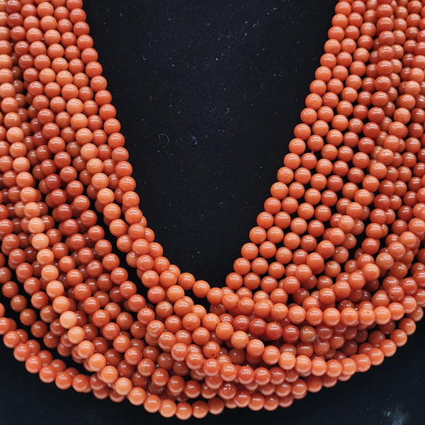 Natural Red Coral Round 5mm - 6mm Beads Strand