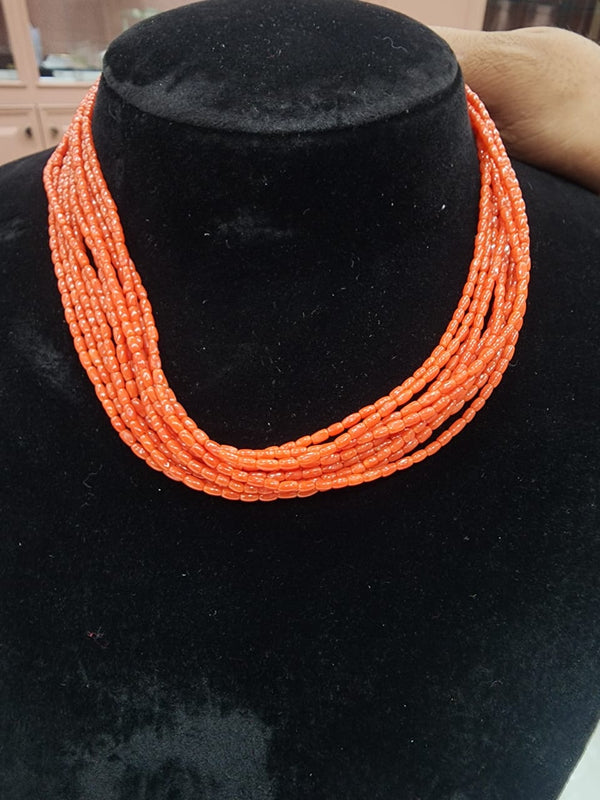 Natural Red Rice Coral Round Beads Strand
