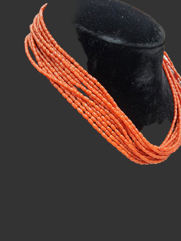 Natural Red Rice Coral Round Beads Strand